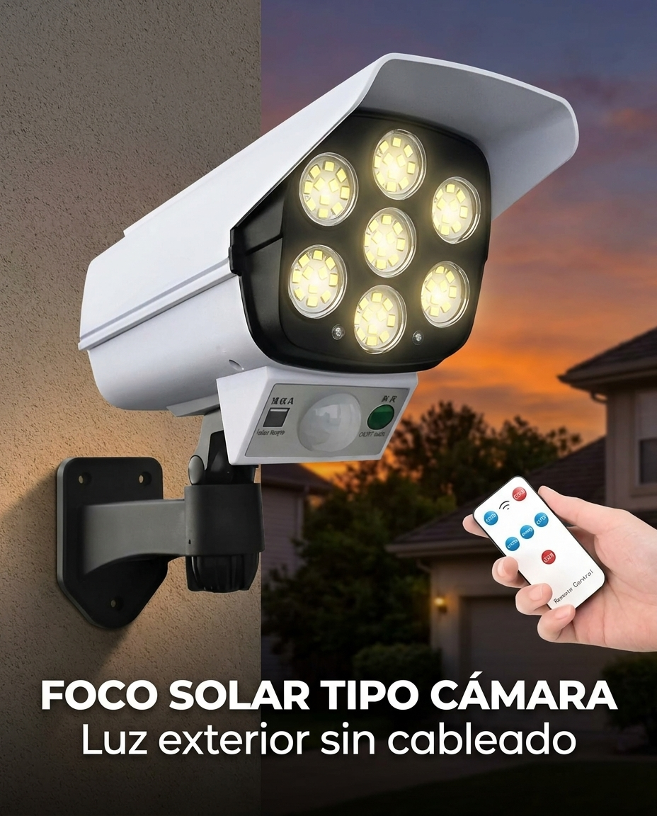 Detalle del foco solar tipo cámara Jenissi