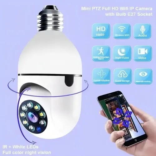 Foco solar tipo cámara Jenissi con sensor de movimiento para iluminación exterior